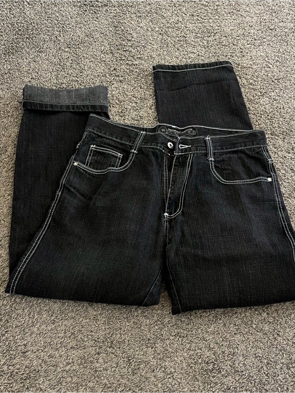 Southpole 5180  Black Men's Jeans with Contrast Stitching Y2K Size 38x32